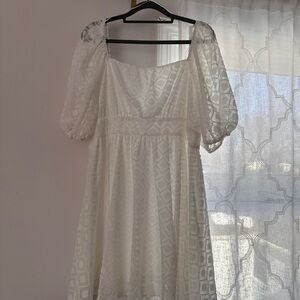 Maternity Friendly Babydoll White Lace Dress